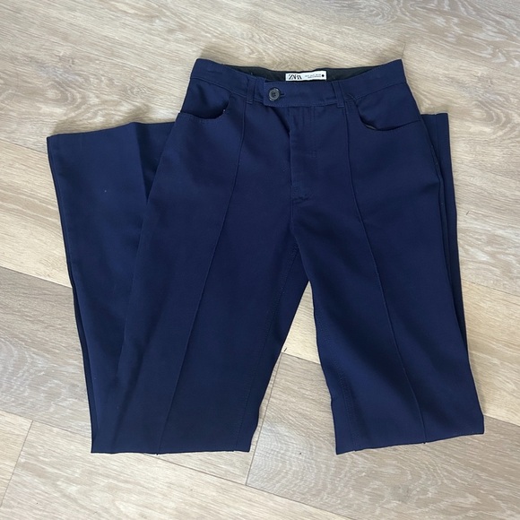 Zara Pants - Zara Navy Blue Wide-Leg Pants